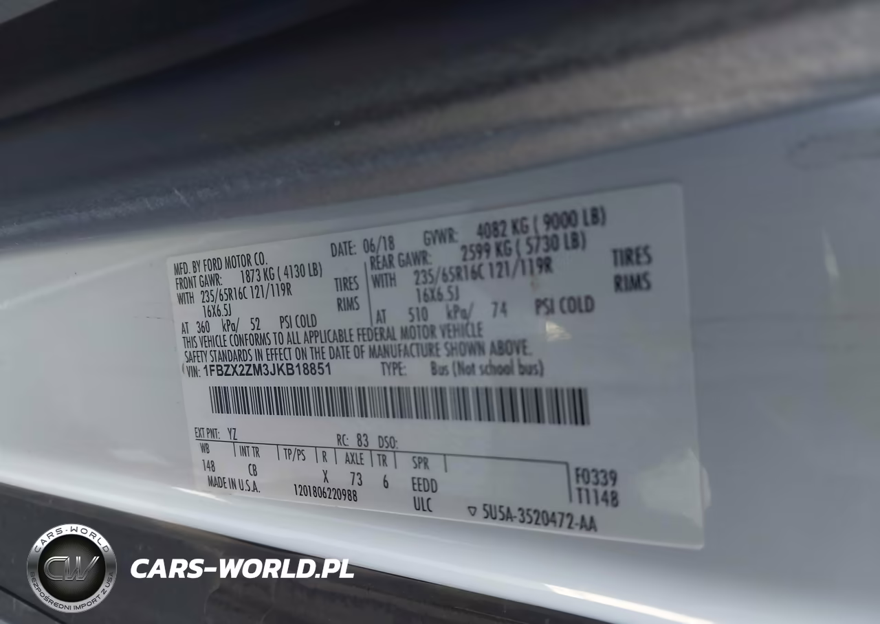 2018 Ford Transit-350 Xl VIN:1FBZX2ZM3JKB18851 - 9