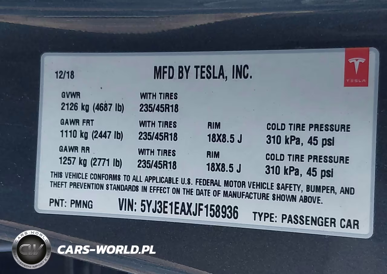 2018 Tesla Model 3 Long Range-Mid Range VIN:5YJ3E1EAXJF158936 - 9