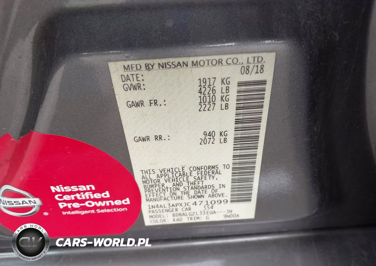 2018 Nissan Altima 2.5 S VIN:1N4AL3APXJC471099 - 9
