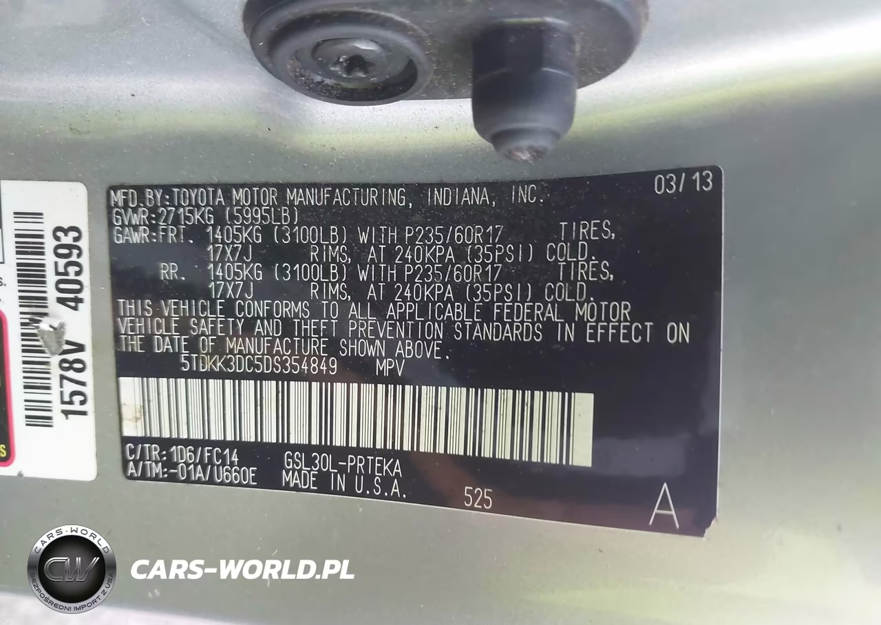 2013 Toyota Sienna Le V6 8 Passenger VIN:5TDKK3DC5DS354849 - 9