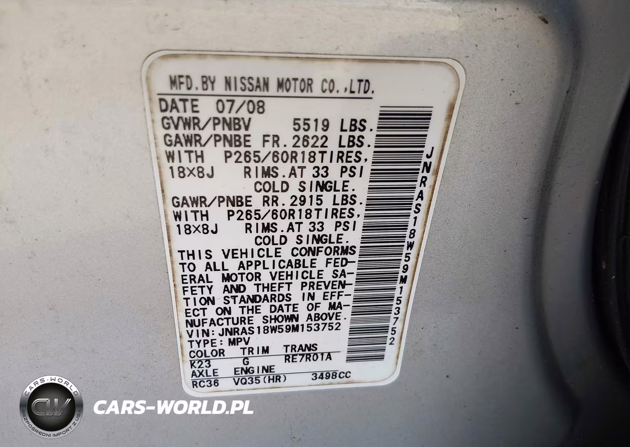 2009 Infiniti Fx35 VIN:JNRAS18W59M153752 - 9