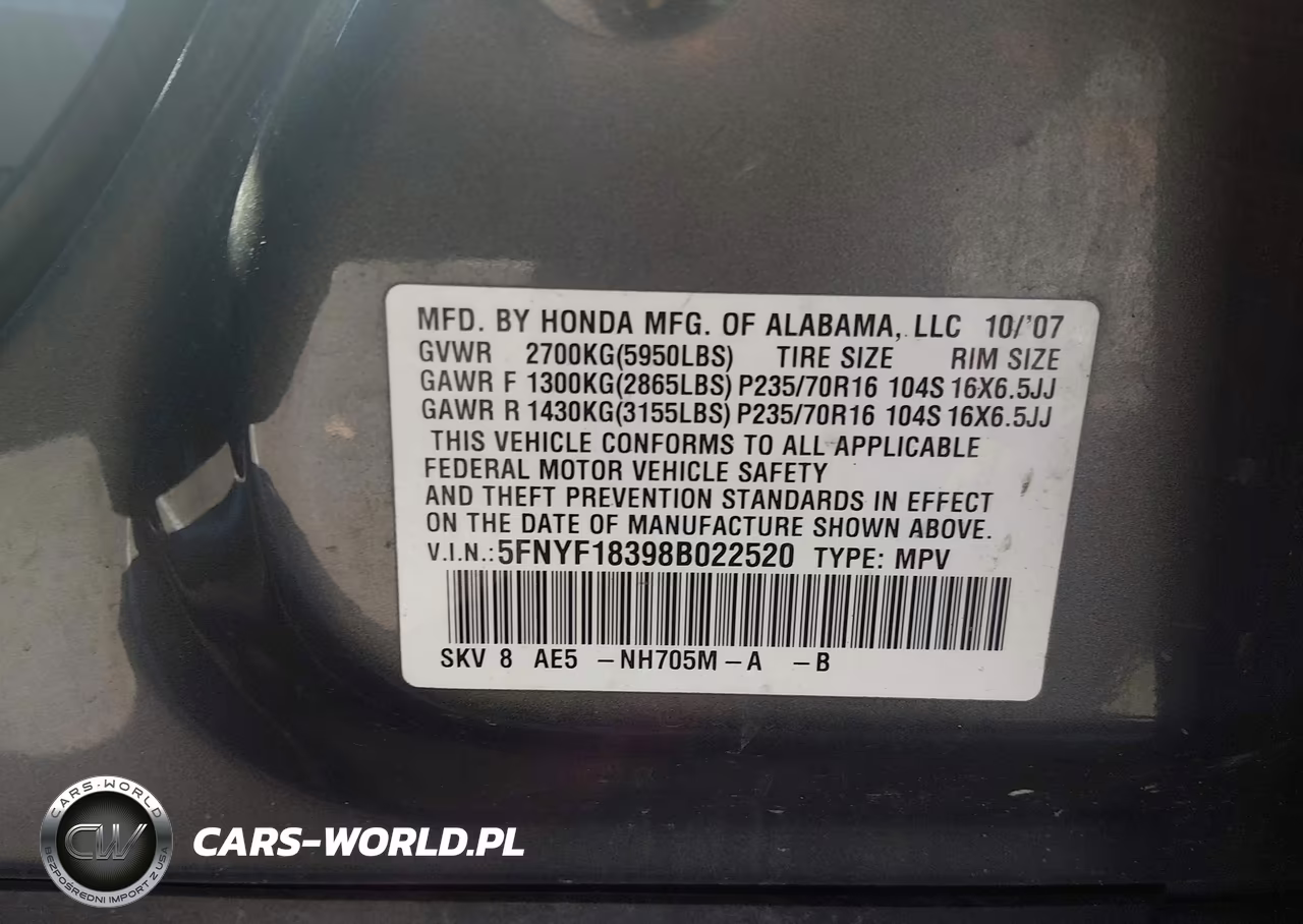 2008 Honda Pilot Se VIN:5FNYF18398B022520 - 9