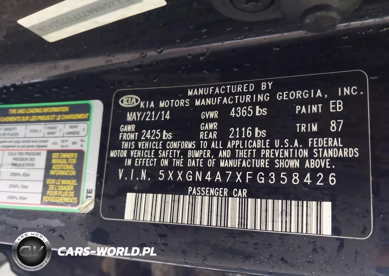 2015 Kia Optima Ex VIN:5XXGN4A7XFG358426 - 9