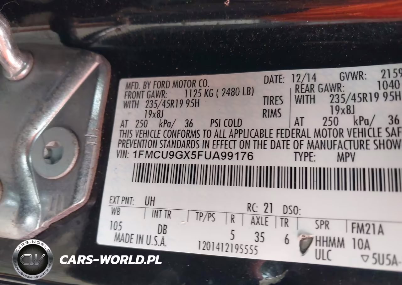 2015 Ford Escape Se VIN:1FMCU9GX5FUA99176 - 9