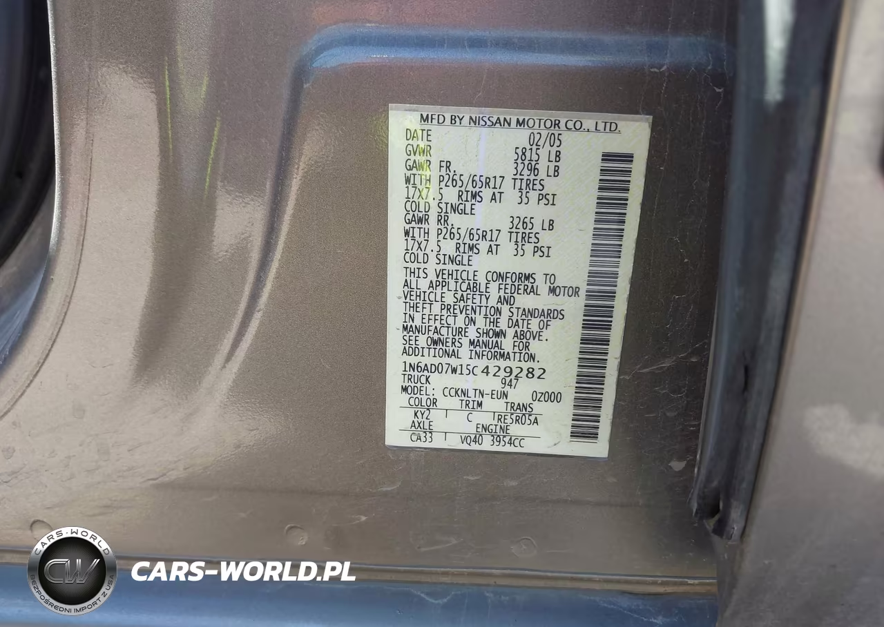 2005 Nissan Frontier Le VIN:1N6AD07W15C429282 - 9