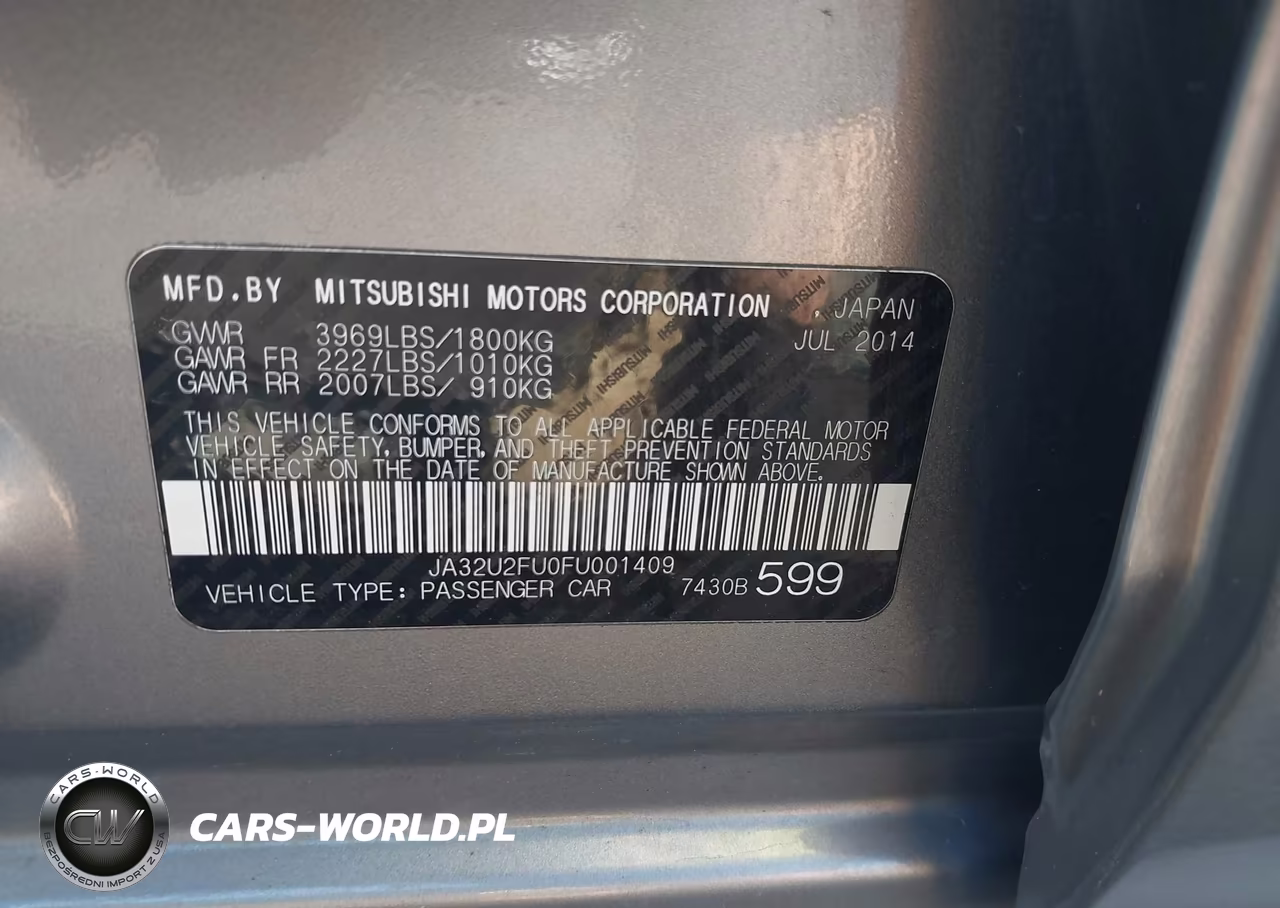 2015 Mitsubishi Lancer Es VIN:JA32U2FU0FU001409 - 9