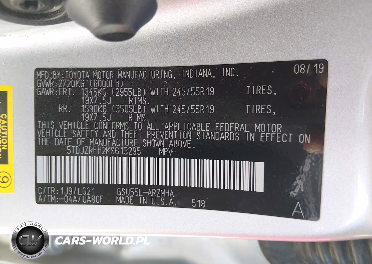 2019 Toyota Highlander Se VIN:5TDJZRFH2KS613295 - 9