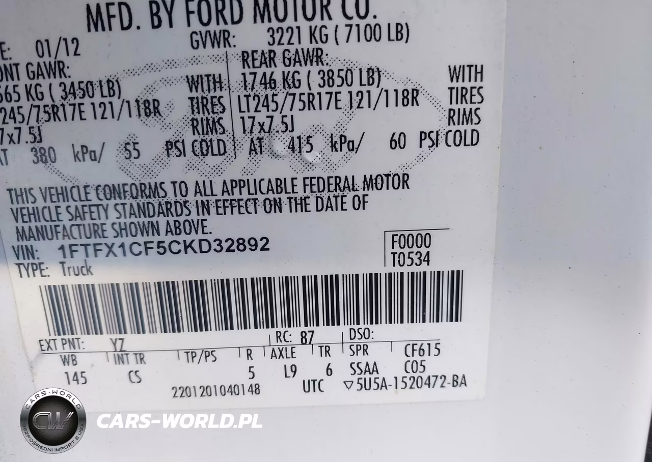 2012 Ford F-150 Xl VIN:1FTFX1CF5CKD32892 - 9