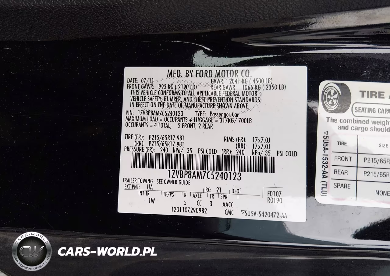 2012 Ford Mustang V6 VIN:1ZVBP8AM7C5240123 - 9
