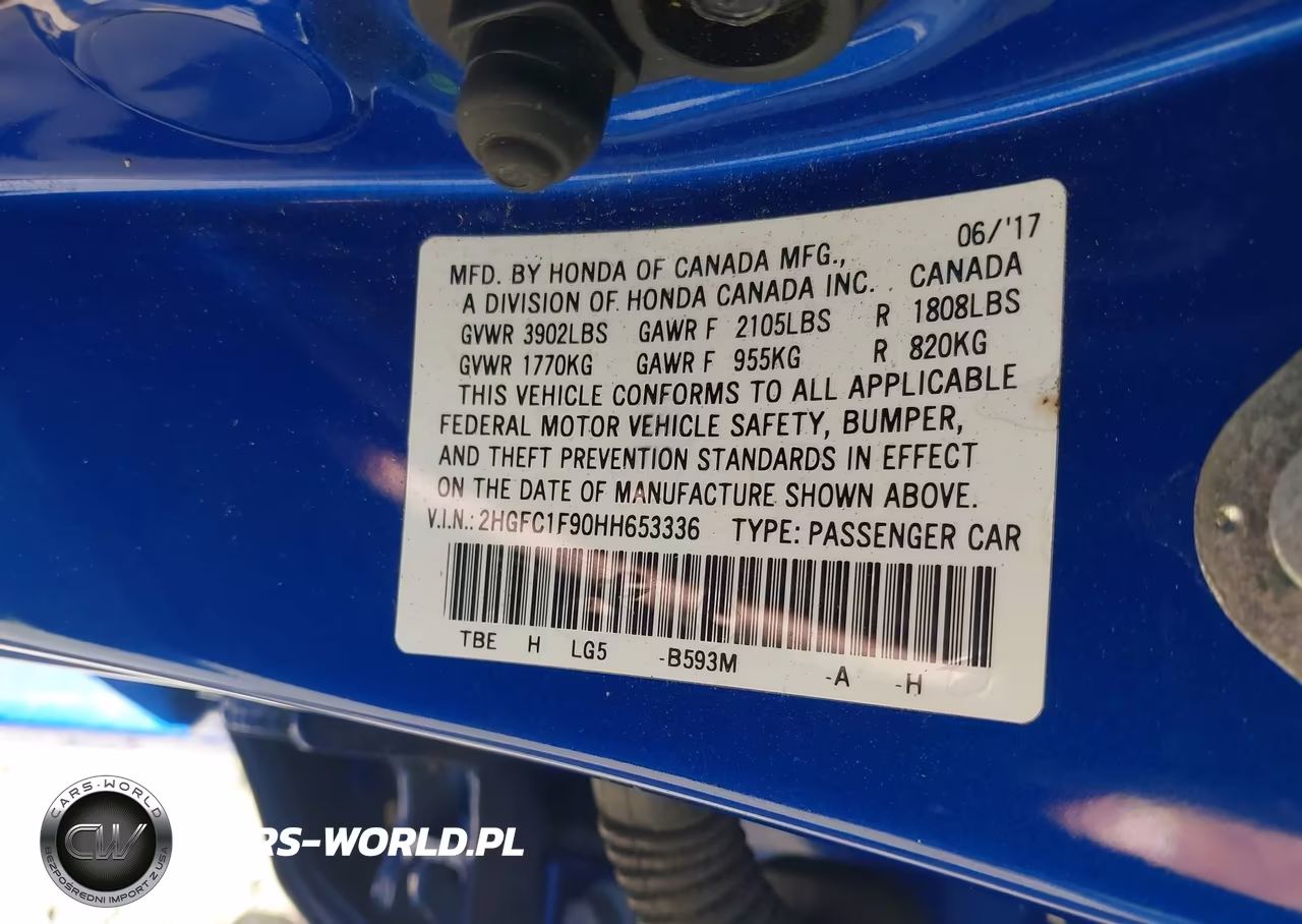 2017 Honda Civic Touring VIN:2HGFC1F90HH653336 - 9