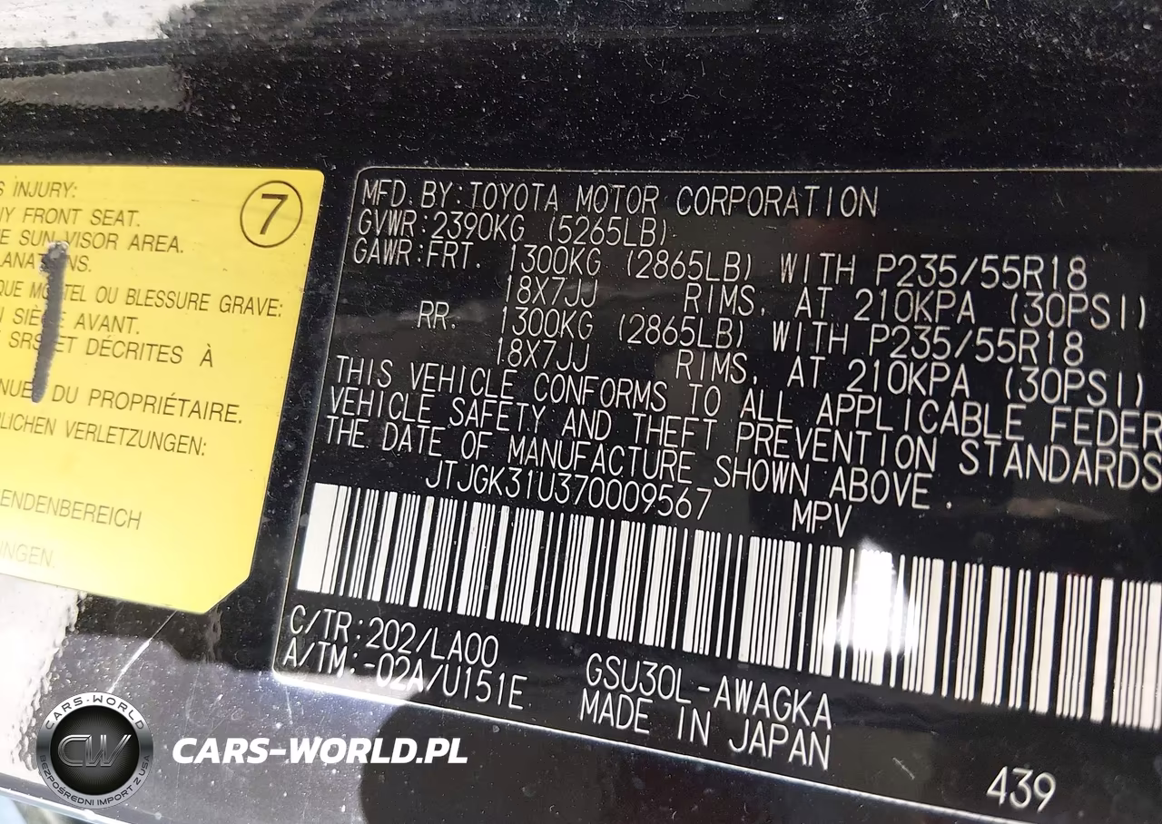 2007 Lexus Rx 350 VIN:JTJGK31U370009567 - 9