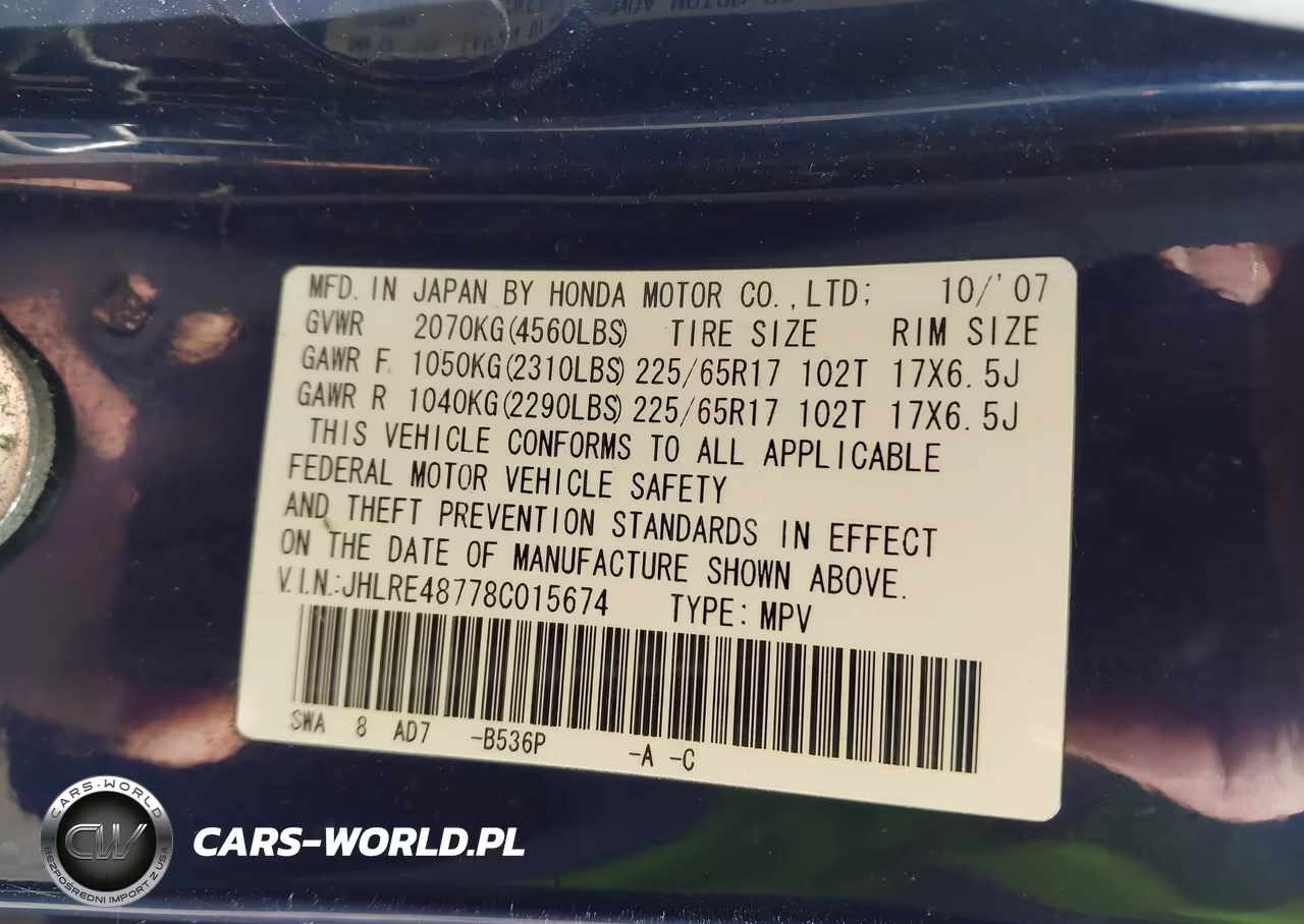 2008 Honda Cr-V Ex-L VIN:JHLRE48778C015674 - 9