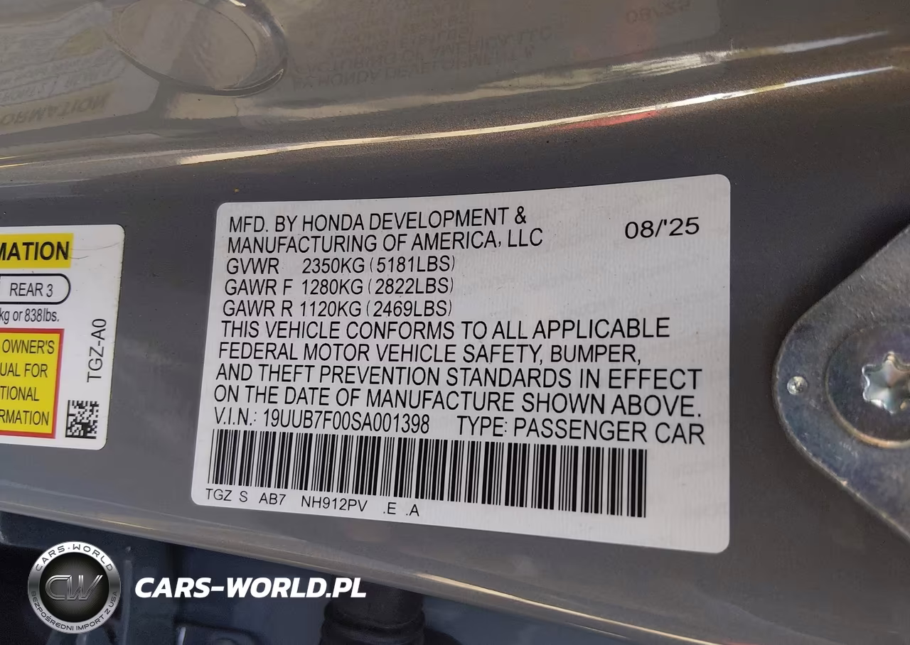 2025 Acura Tlx Type S VIN:19UUB7F00SA001398 - 9