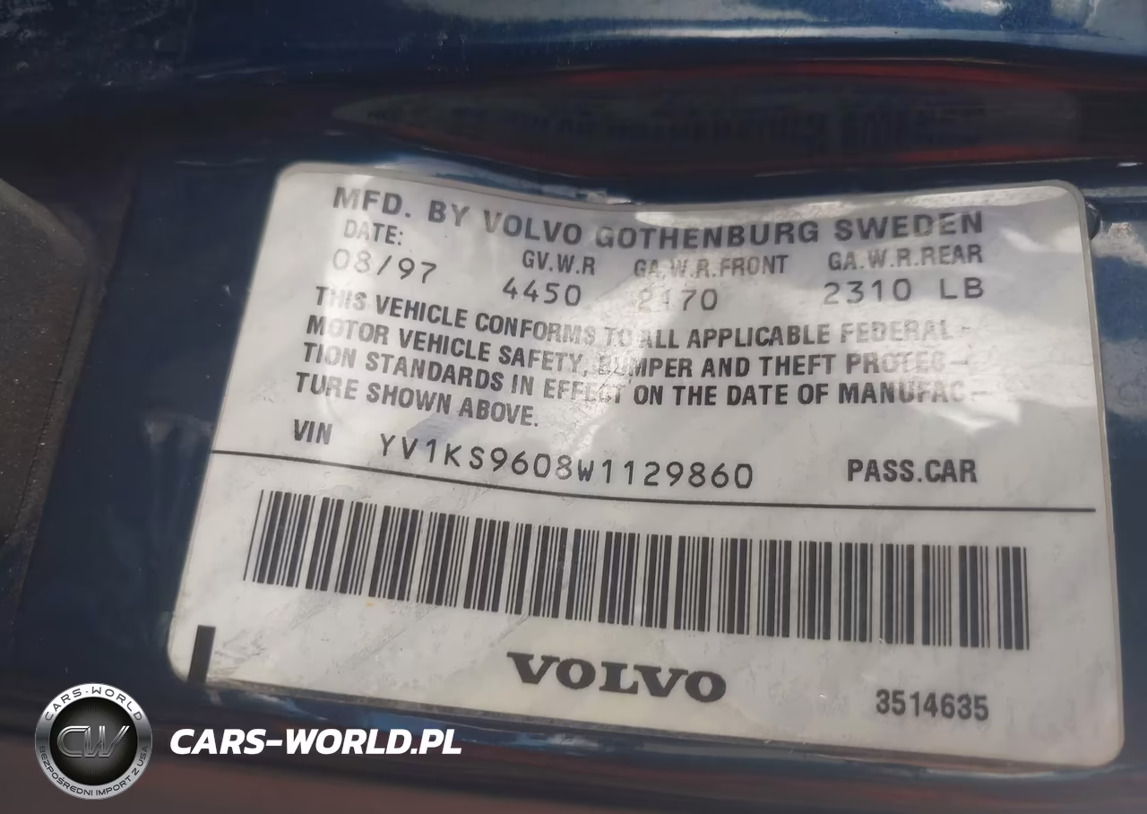 1998 Volvo S90 VIN:YV1KS9608W1129860 - 9