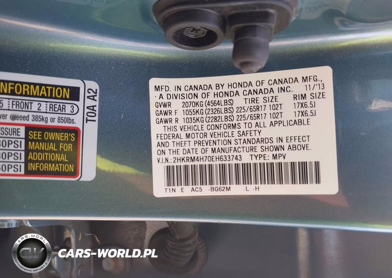 2014 Honda Cr-V Ex-L VIN:2HKRM4H70EH633743 - 9