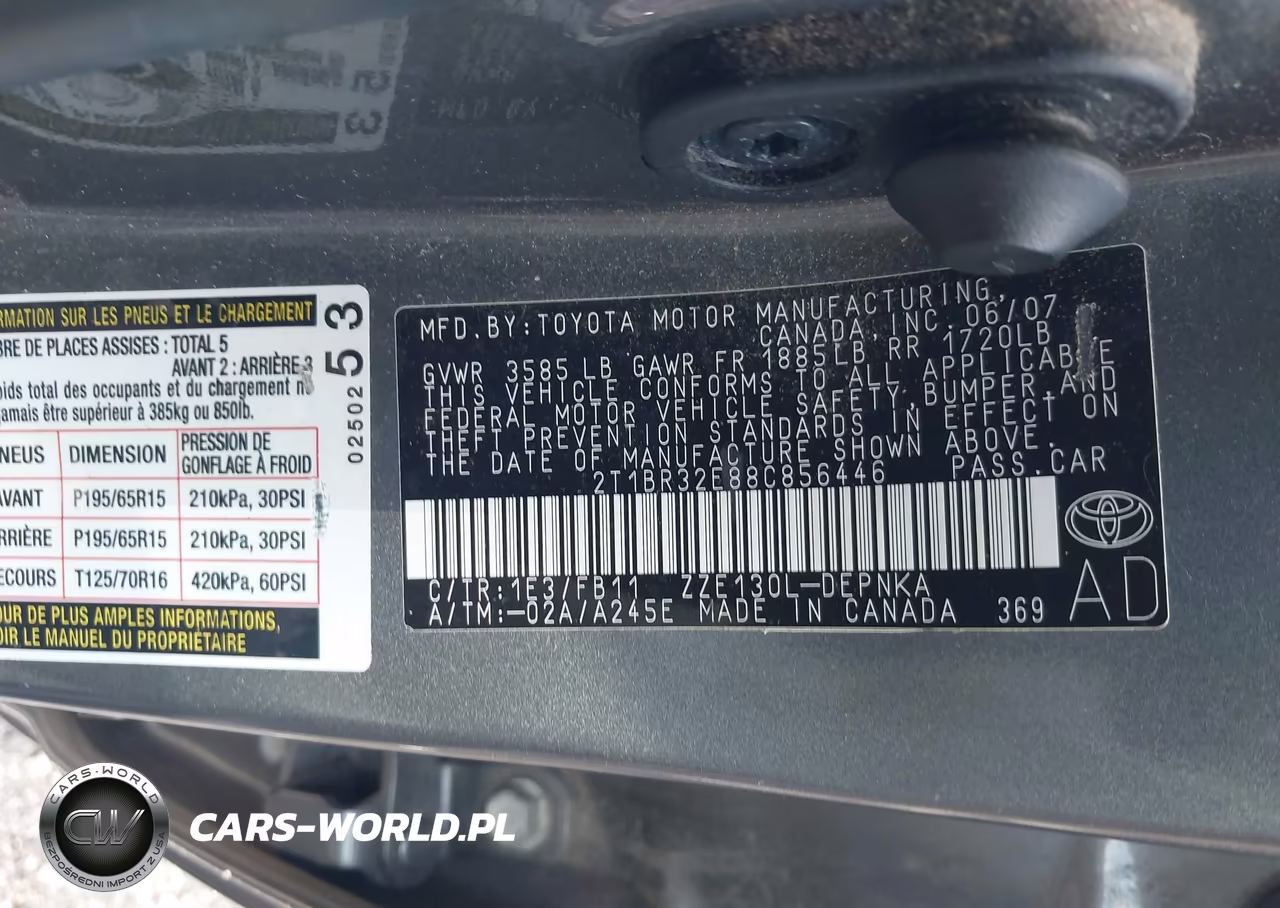 2008 Toyota Corolla Le VIN:2T1BR32E88C856446 - 9