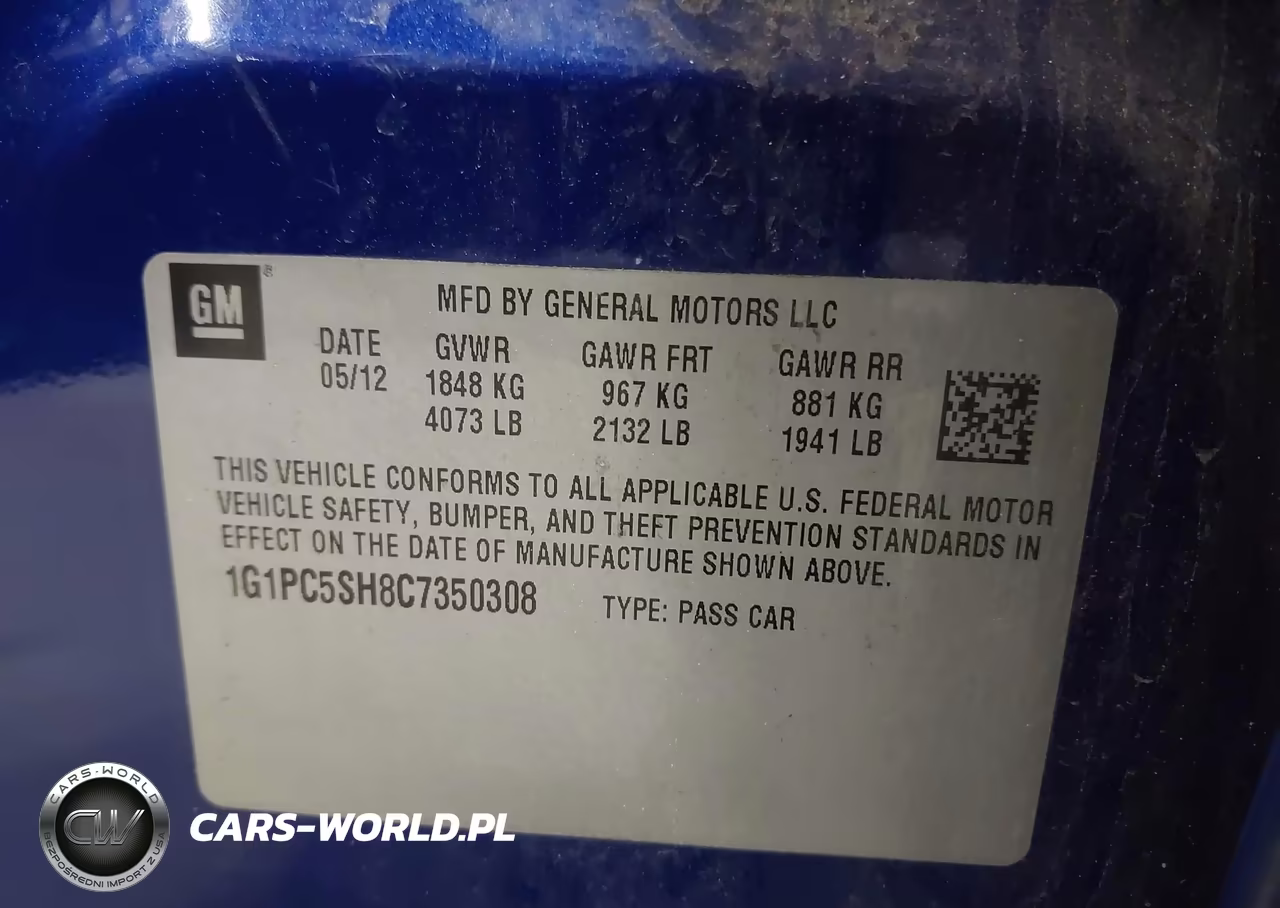 2012 Chevrolet Cruze Ls VIN:1G1PC5SH8C7350308 - 9