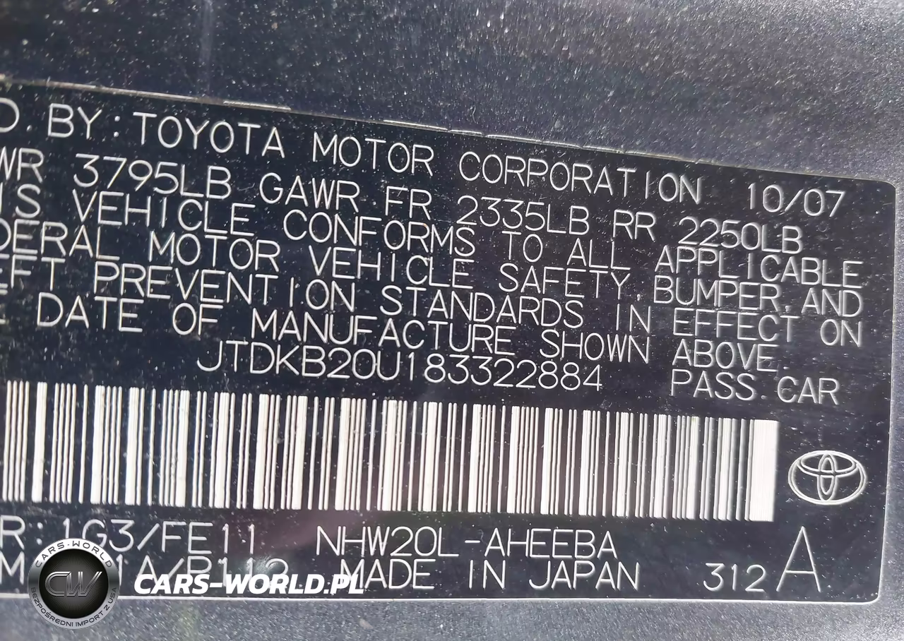 2008 Toyota Prius Standard VIN:JTDKB20U183322884 - 9