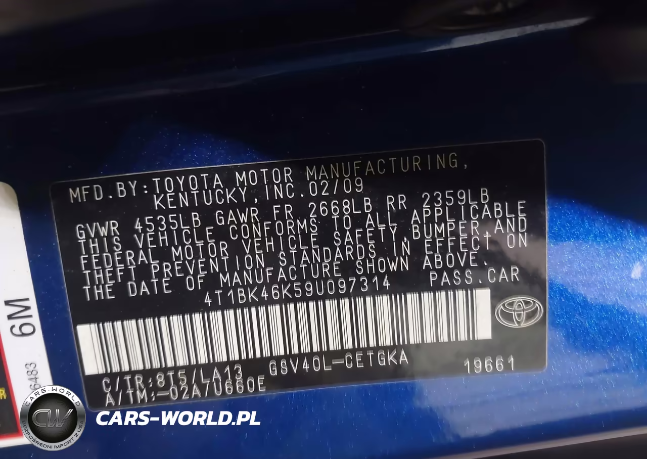 2009 Toyota Camry Xle V6 VIN:4T1BK46K59U097314 - 9