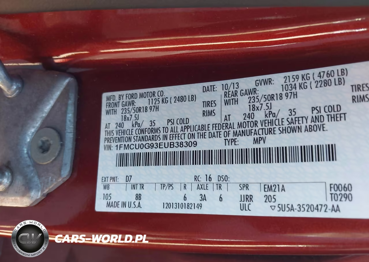 2014 Ford Escape Se VIN:1FMCU0G93EUB38309 - 9