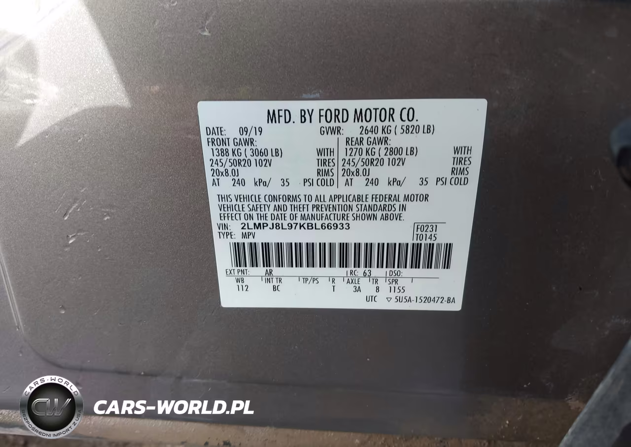 2019 Lincoln Nautilus Reserve VIN:2LMPJ8L97KBL66933 - 9