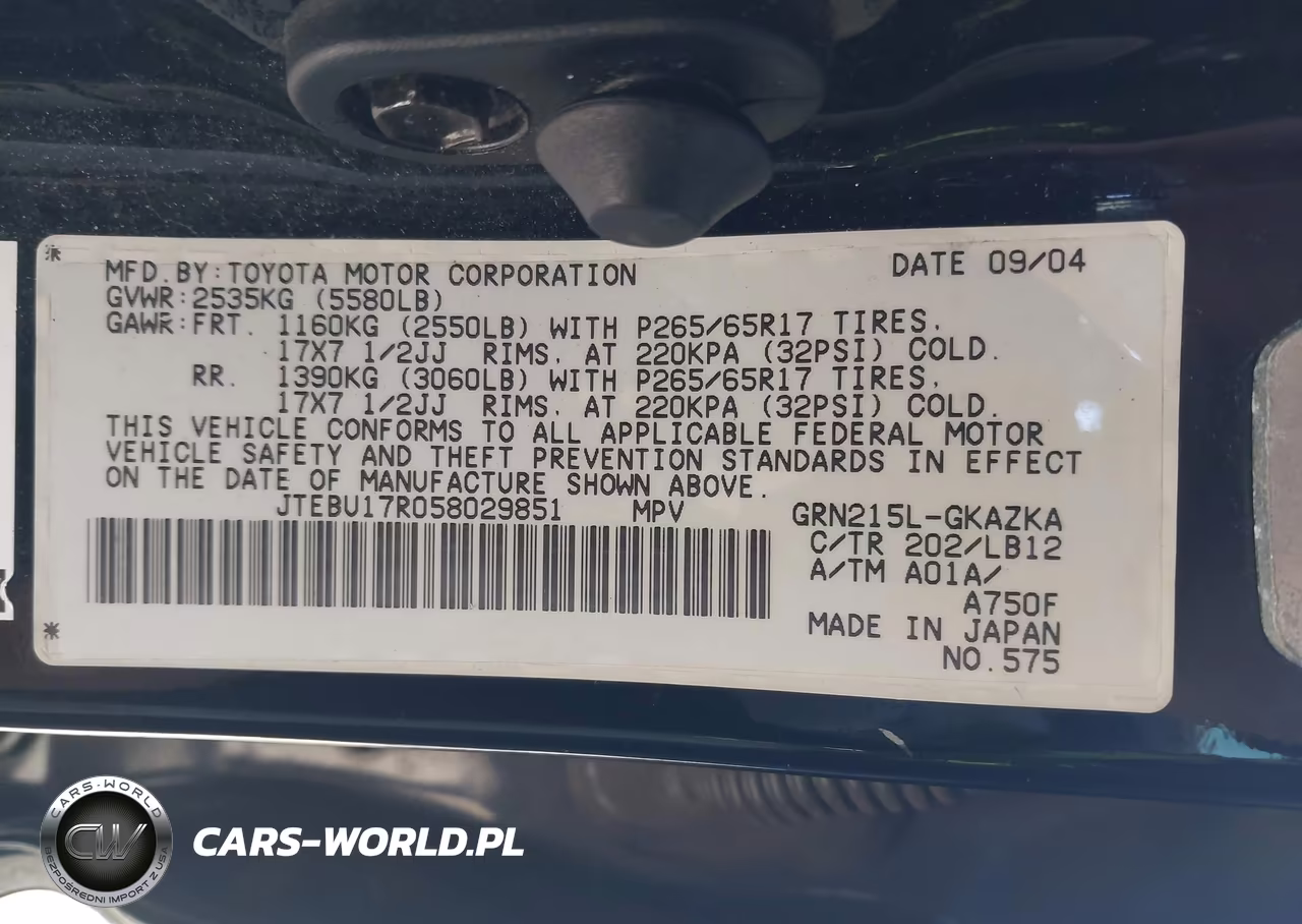 2005 Toyota 4Runner Limited V6 VIN:JTEBU17R058029851 - 9