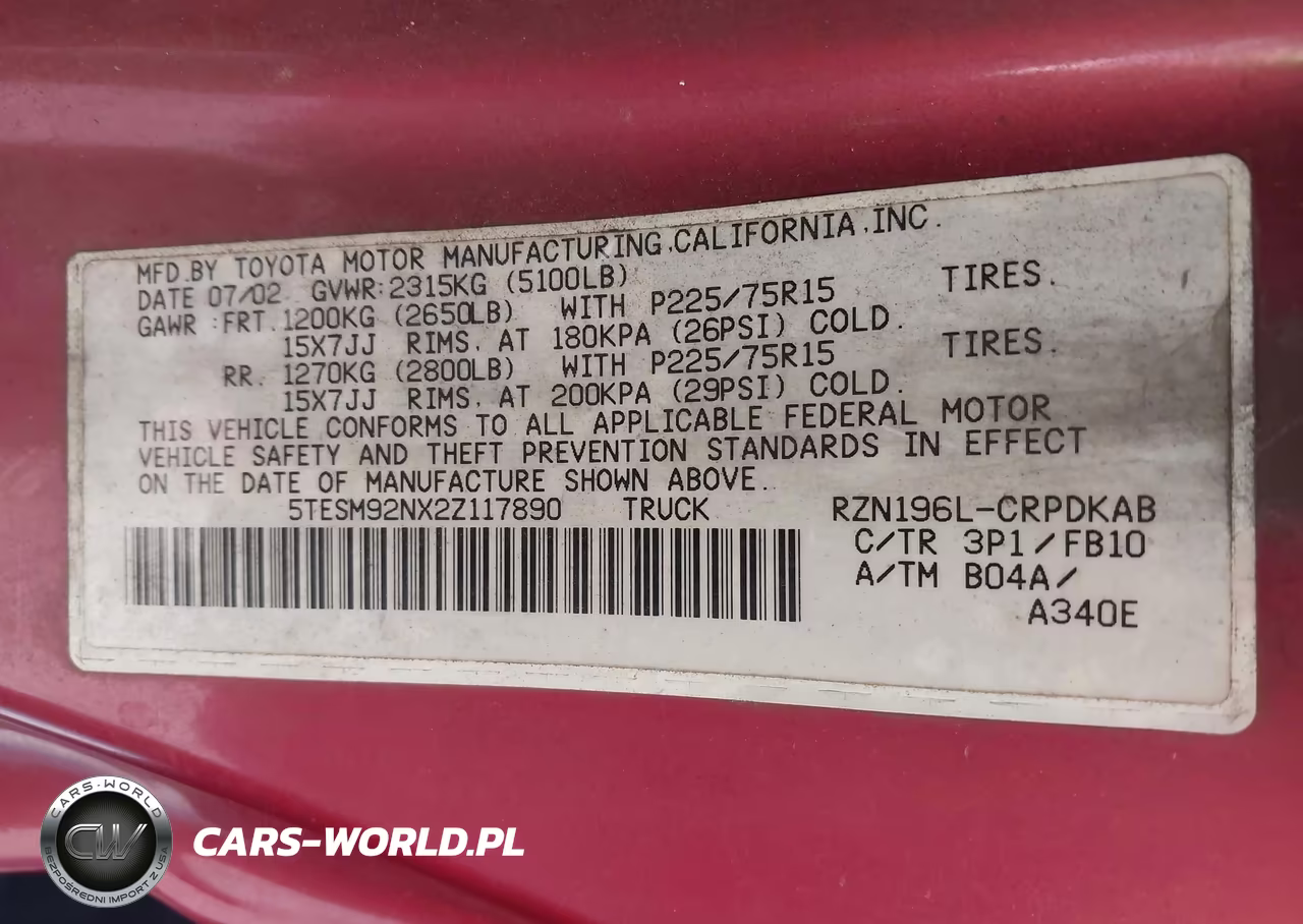 2002 Toyota Tacoma Prerunner VIN:5TESM92NX2Z117890 - 9