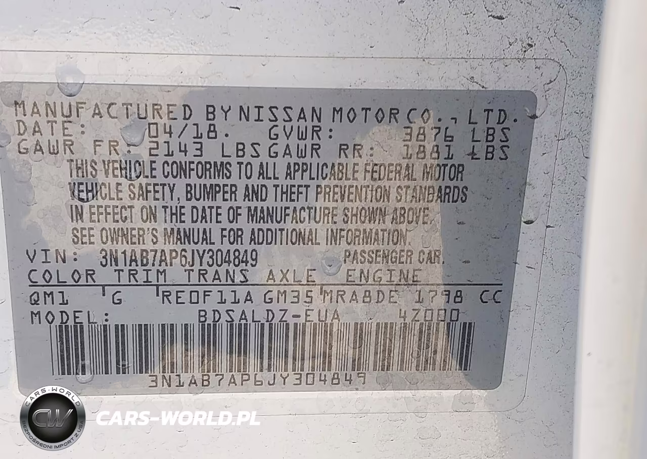 2018 Nissan Sentra Sv VIN:3N1AB7AP6JY304849 - 9