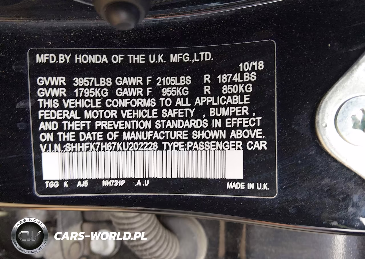 2019 Honda Civic Ex VIN:SHHFK7H67KU202228 - 9