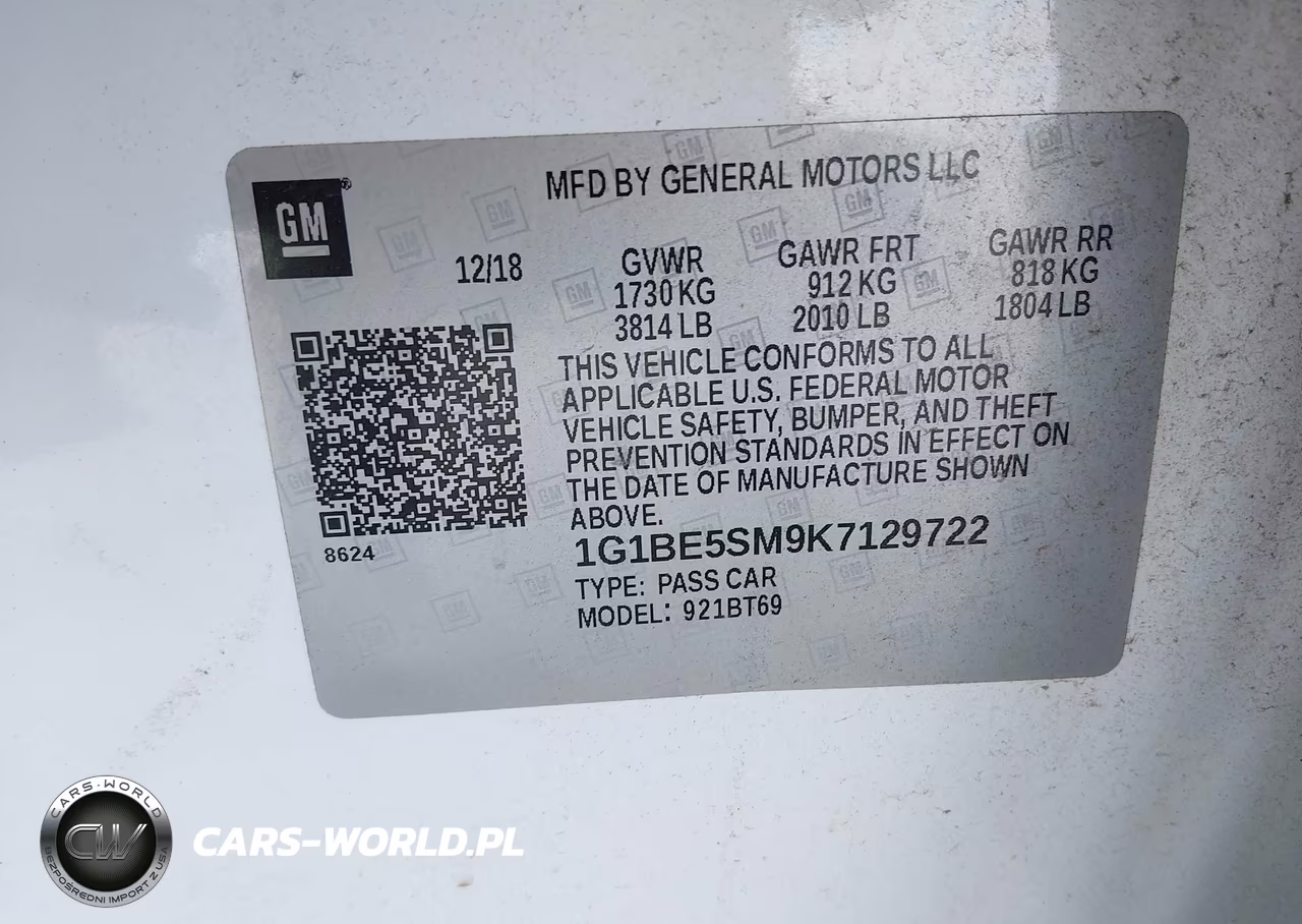 2019 Chevrolet Cruze Lt VIN:1G1BE5SM9K7129722 - 9