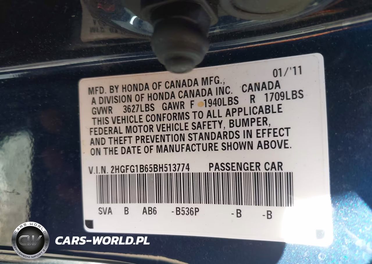 2011 Honda Civic Lx VIN:2HGFG1B65BH513774 - 9