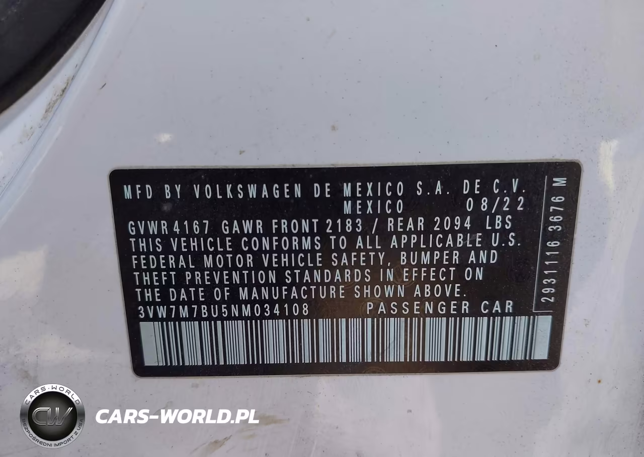 2022 Volkswagen Jetta 1.5T Se VIN:3VW7M7BU5NM034108 - 9