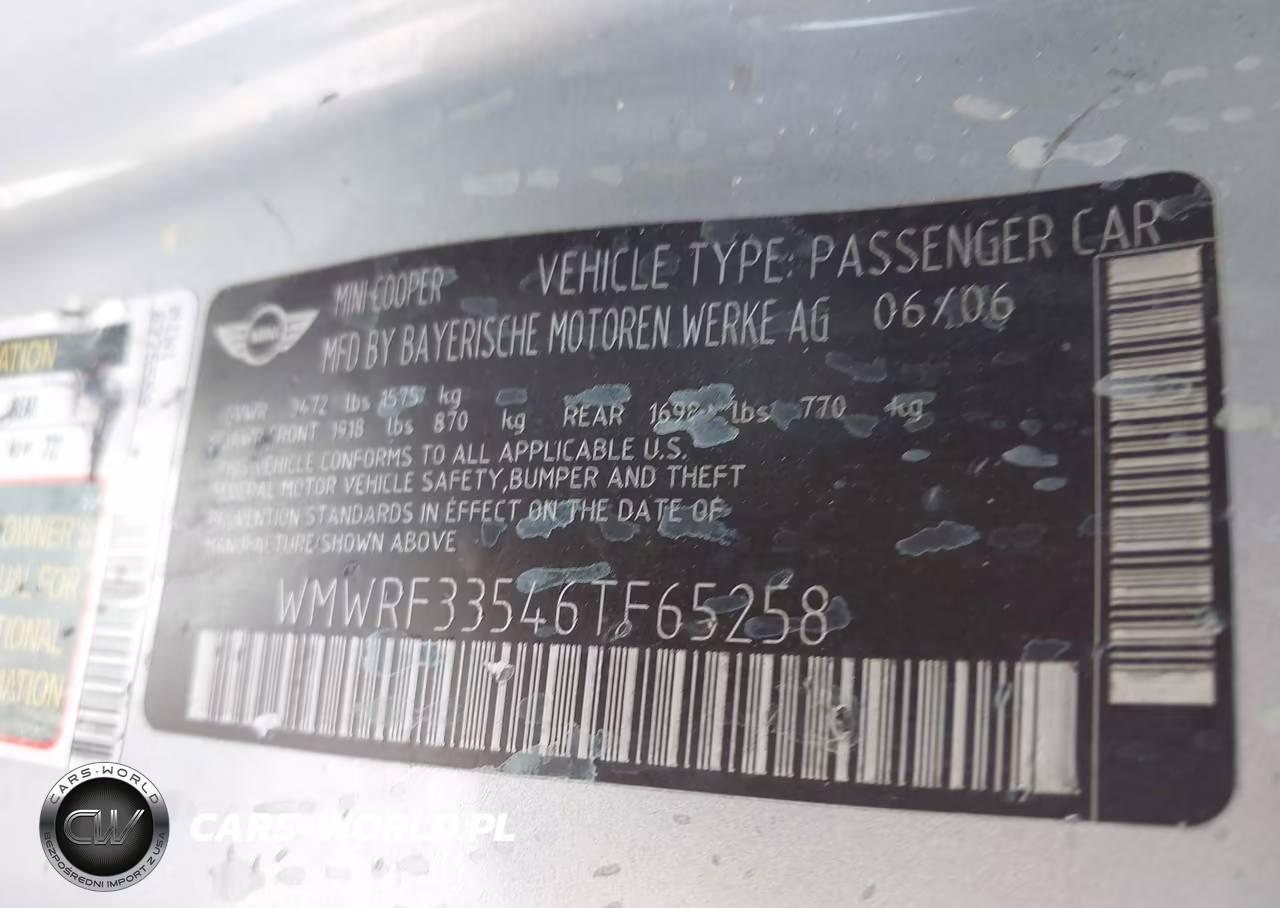2006 Mini Cooper VIN:WMWRF33546TF65258 - 9