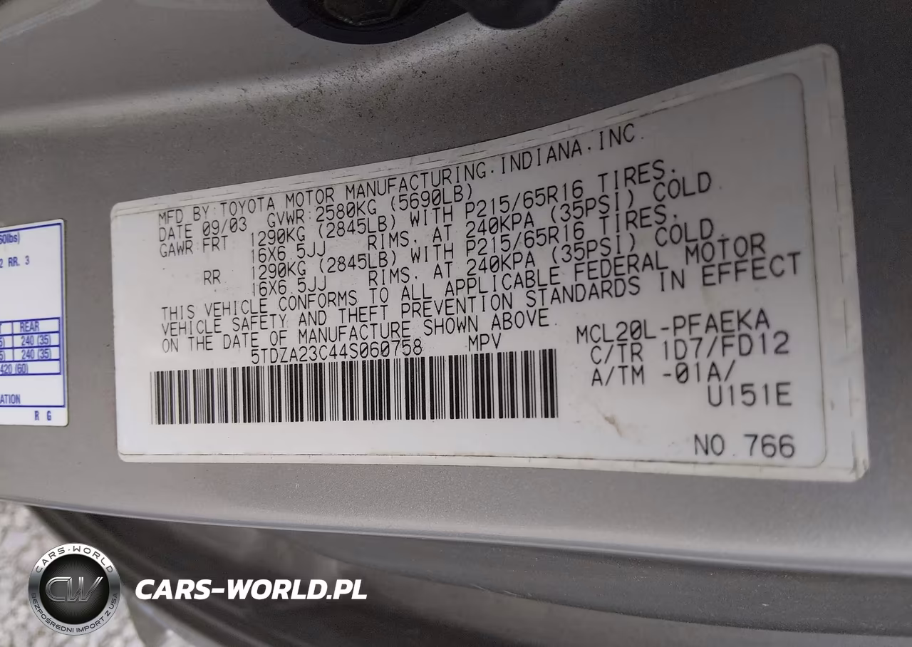 2004 Toyota Sienna Ce VIN:5TDZA23C44S060758 - 9