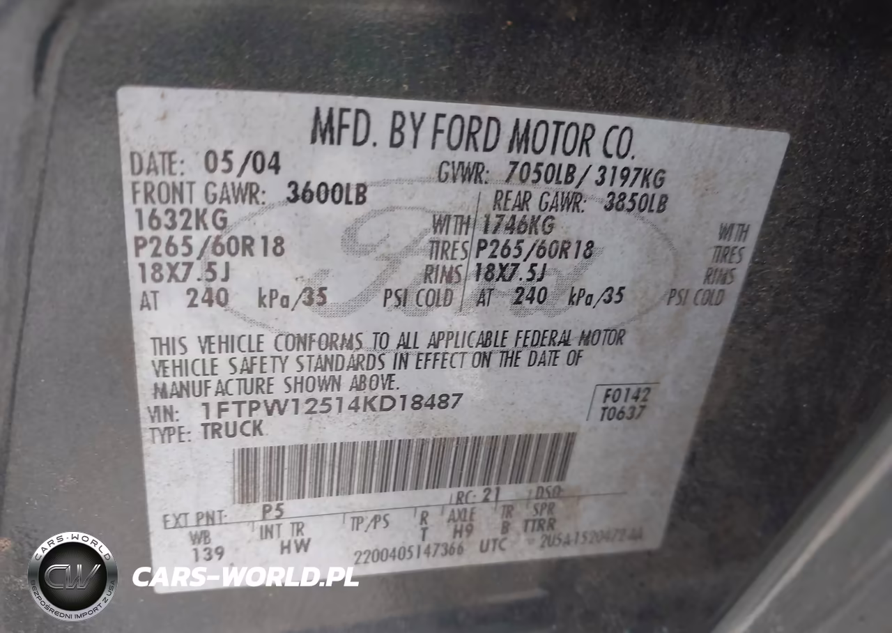 2004 Ford F-150 Lariat-Xlt VIN:1FTPW12514KD18487 - 9