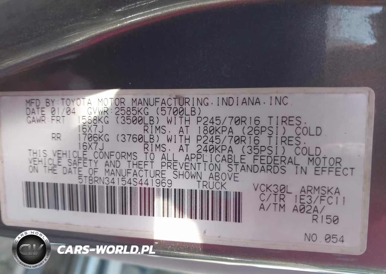 2004 Toyota Tundra Sr5 VIN:5TBRN34154S441969 - 9