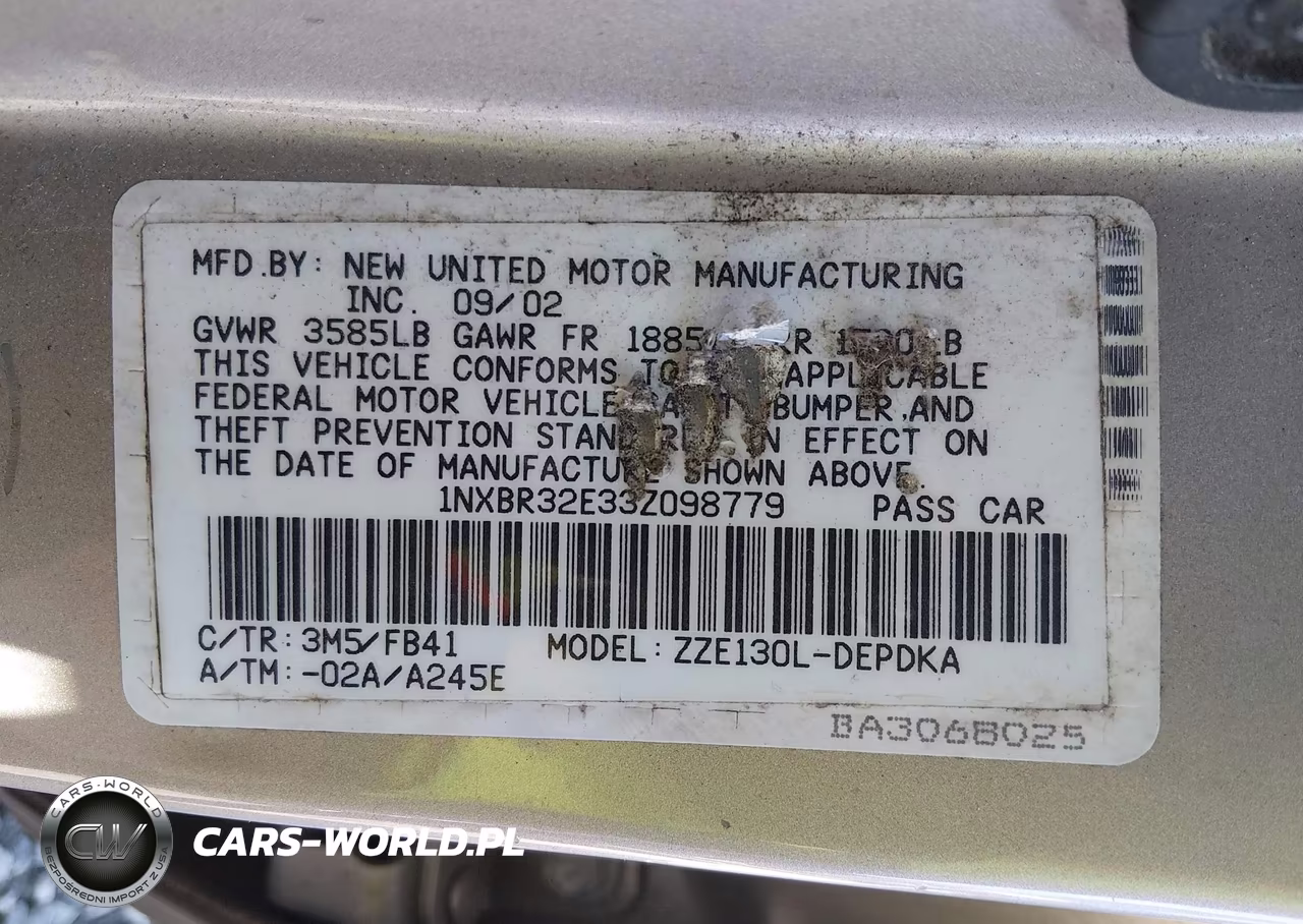 2003 Toyota Corolla Ce VIN:1NXBR32E33Z098779 - 9