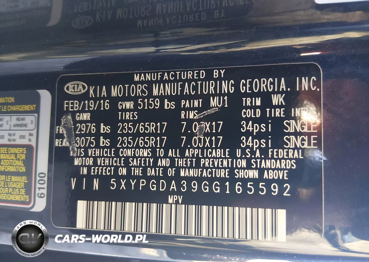 2016 Kia Sorento 2.4L Lx VIN:5XYPGDA39GG165592 - 9
