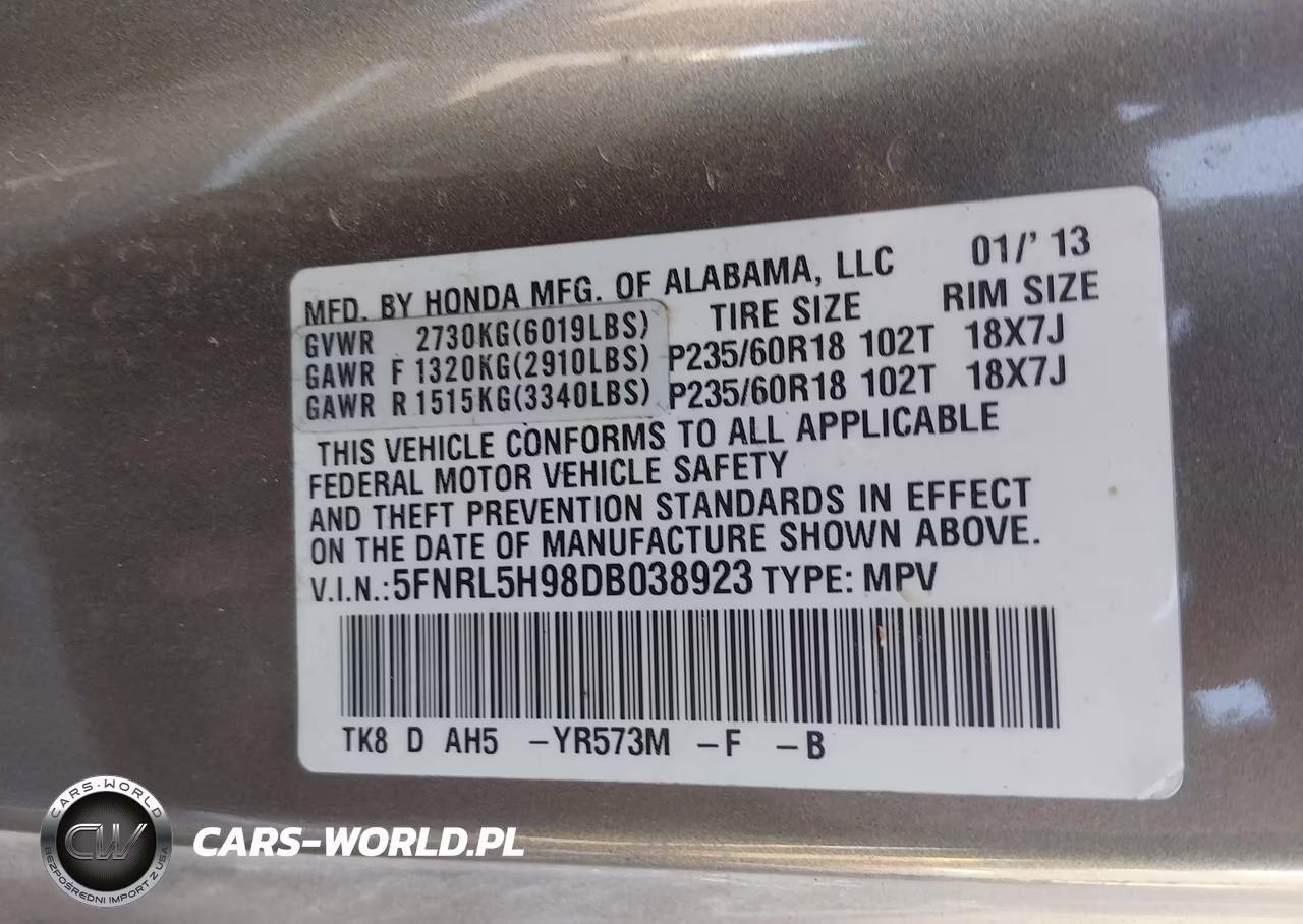 2013 Honda Odyssey Touring-Touring Elite VIN:5FNRL5H98DB038923 - 9