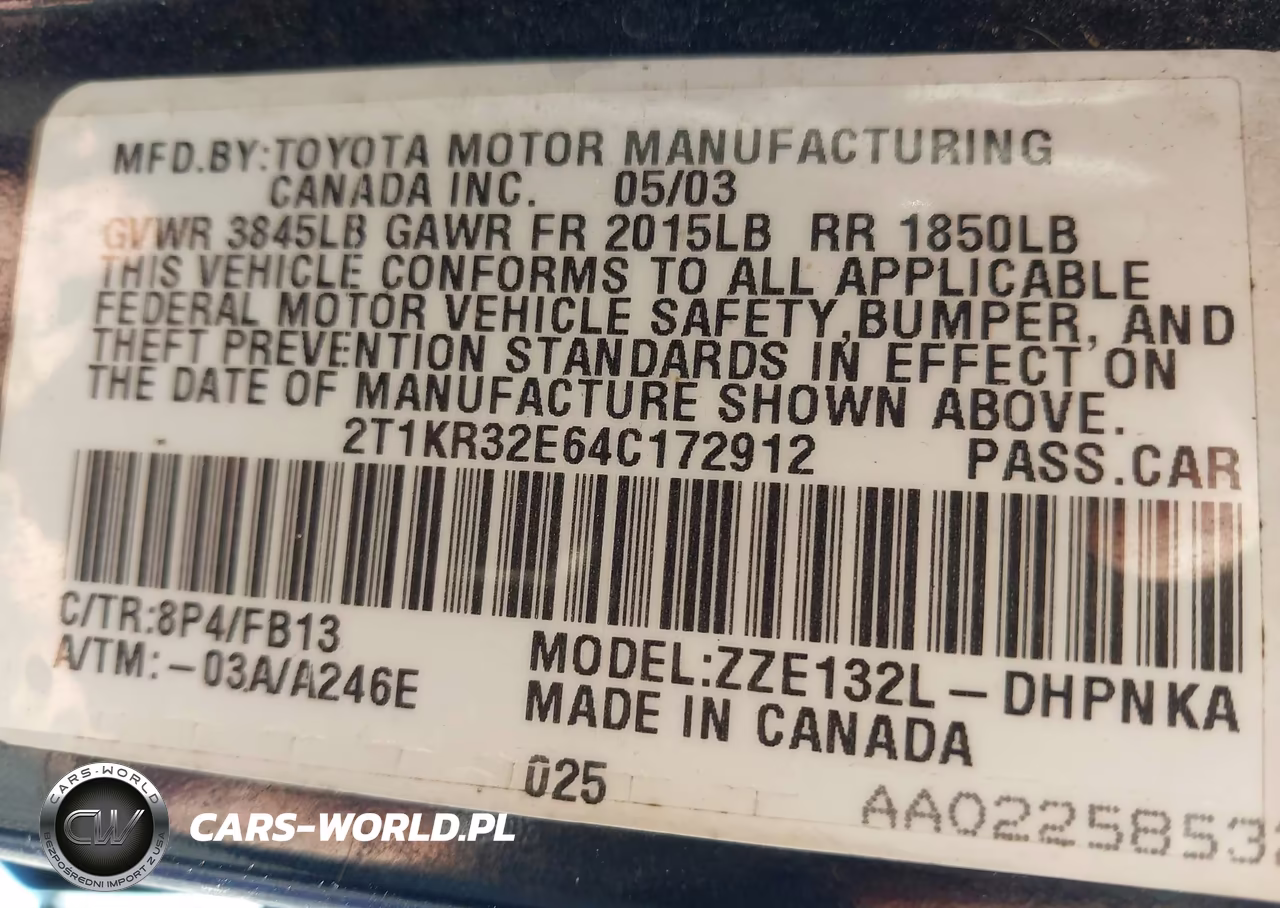 2004 Toyota Matrix Xr VIN:2T1KR32E64C172912 - 9