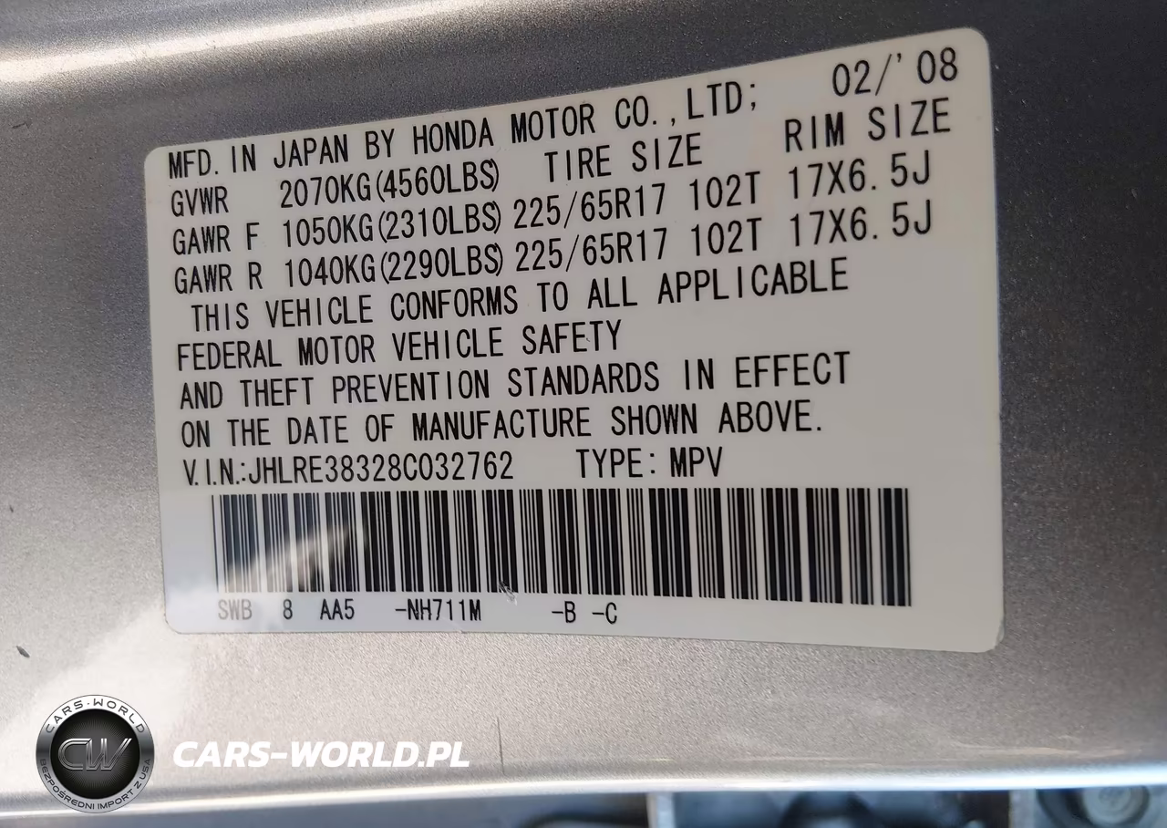 2008 Honda Cr-V Lx VIN:JHLRE38328C032762 - 9