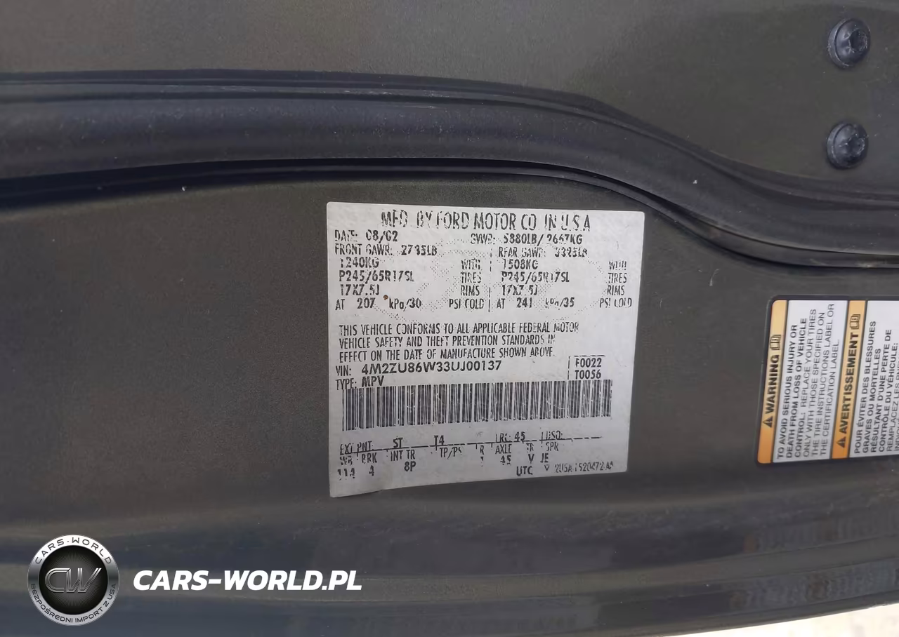 2003 Mercury Mountaineer VIN:4M2ZU86W33UJ00137 - 9