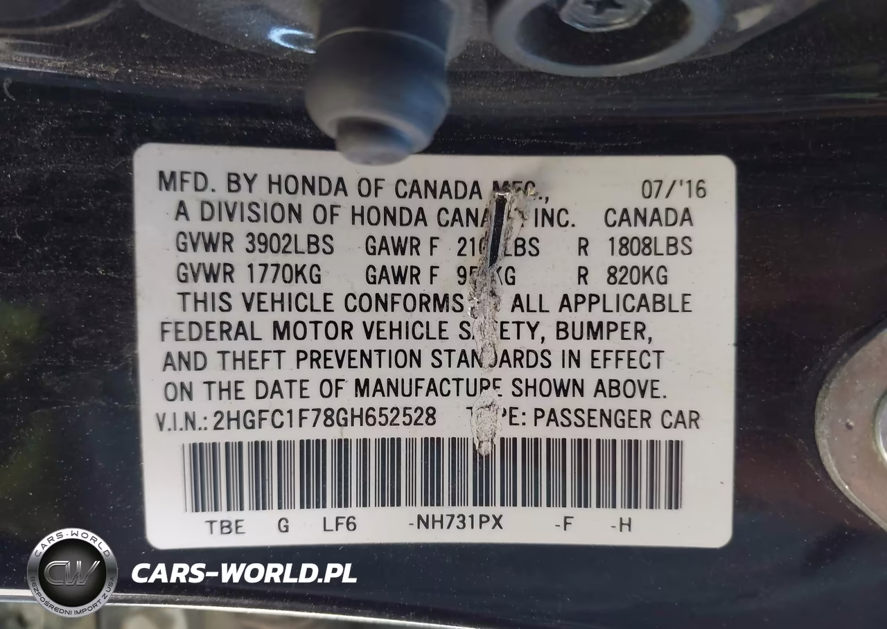 2016 Honda Civic Ex-L VIN:2HGFC1F78GH652528 - 9