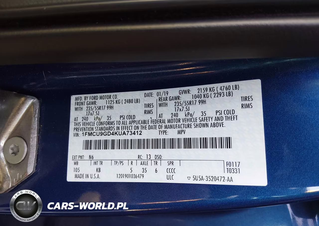 2019 Ford Escape Se VIN:1FMCU9GD4KUA73412 - 9