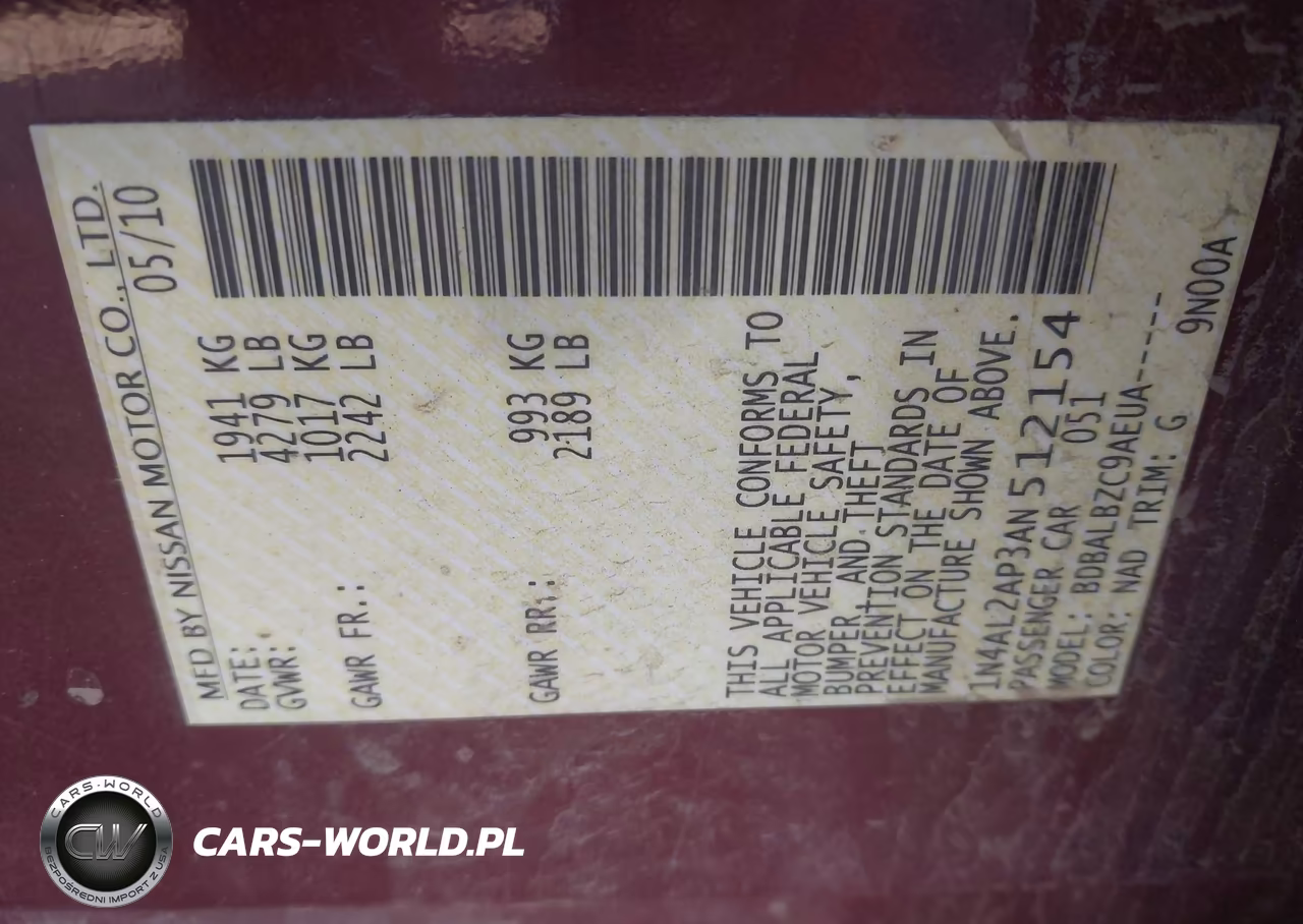 2010 Nissan Altima 2.5 S VIN:1N4AL2AP3AN512154 - 9