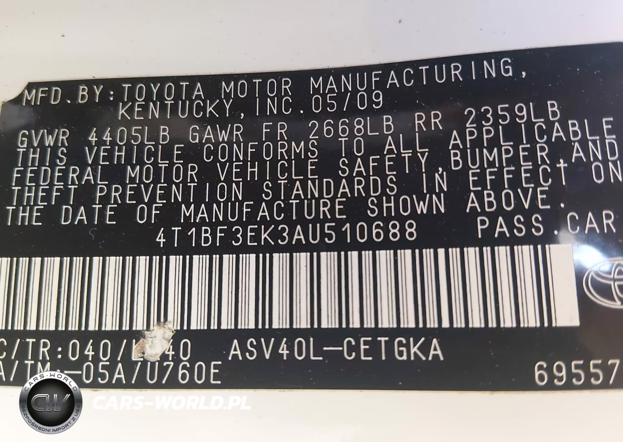 2010 Toyota Camry Xle VIN:4T1BF3EK3AU510688 - 9