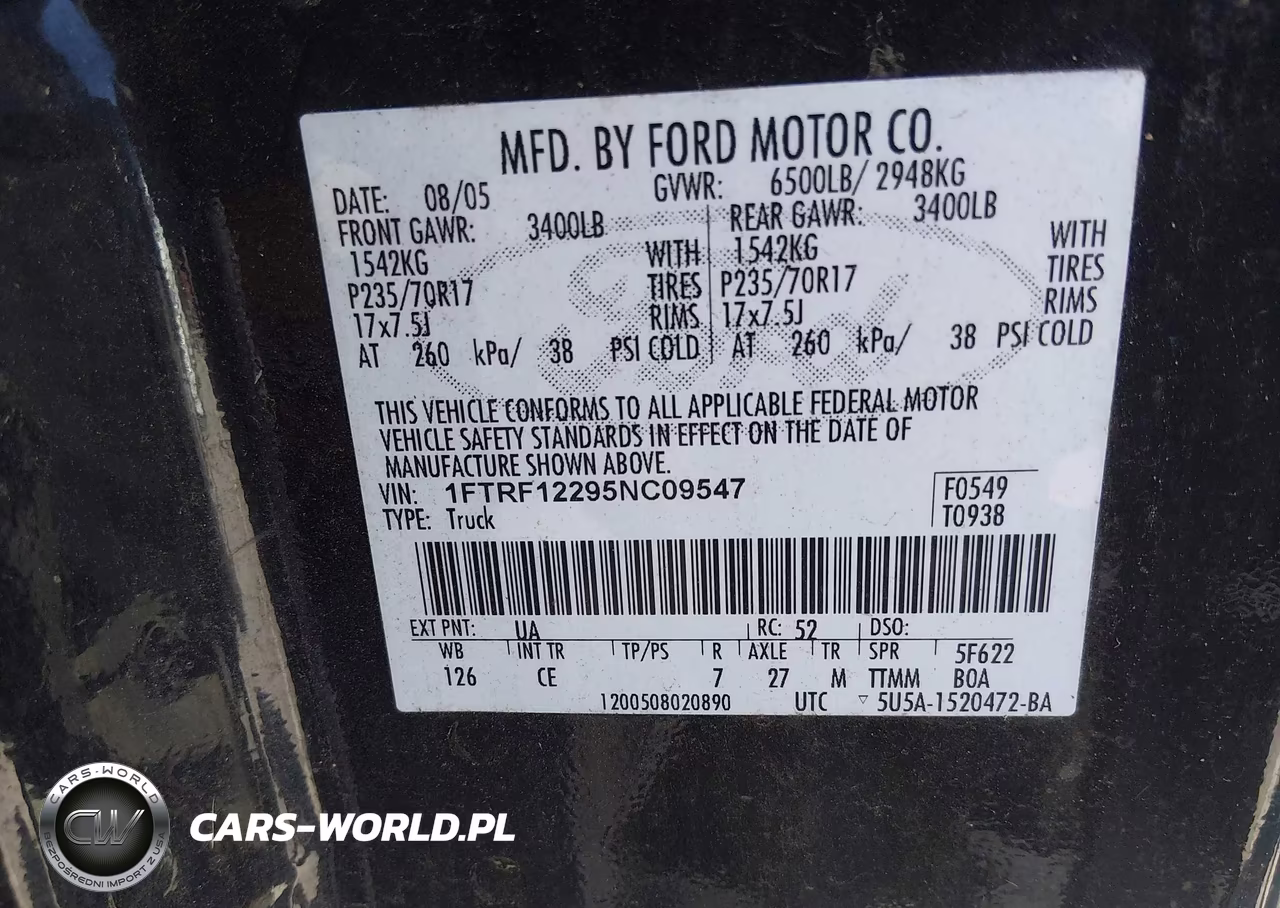 2005 Ford F-150 Stx-Xl-Xlt VIN:1FTRF12295NC09547 - 9