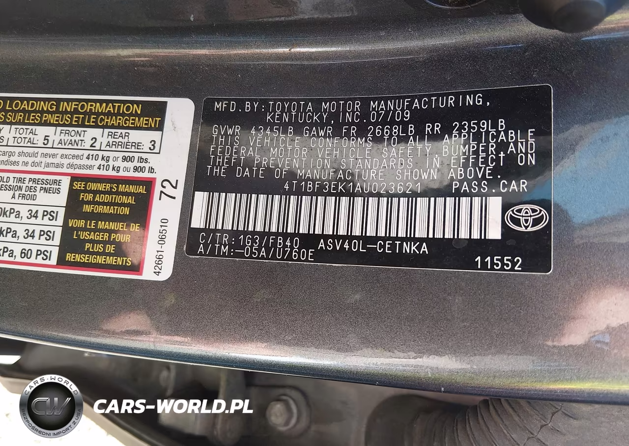 2010 Toyota Camry Le VIN:4T1BF3EK1AU023621 - 9