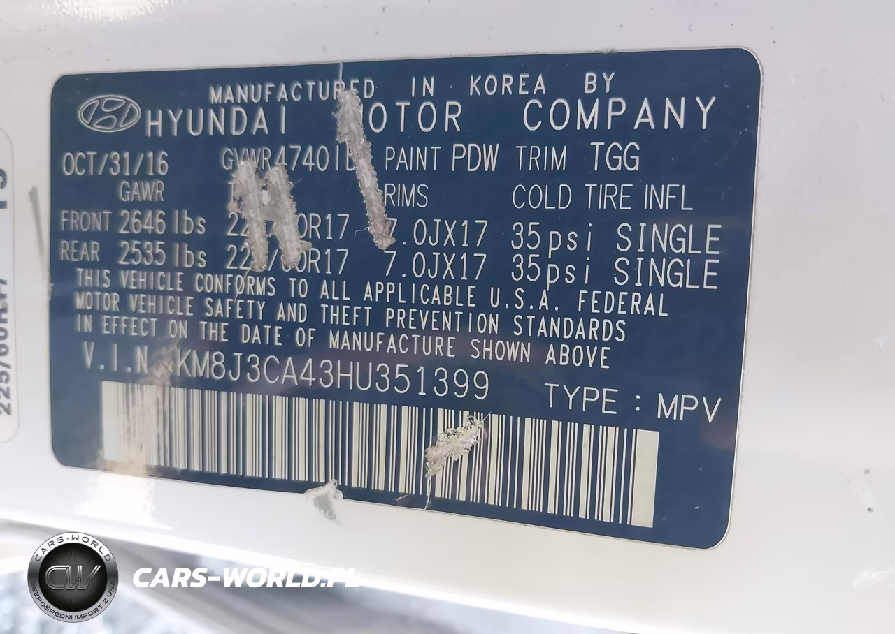 2017 Hyundai Tucson Se VIN:KM8J3CA43HU351399 - 9