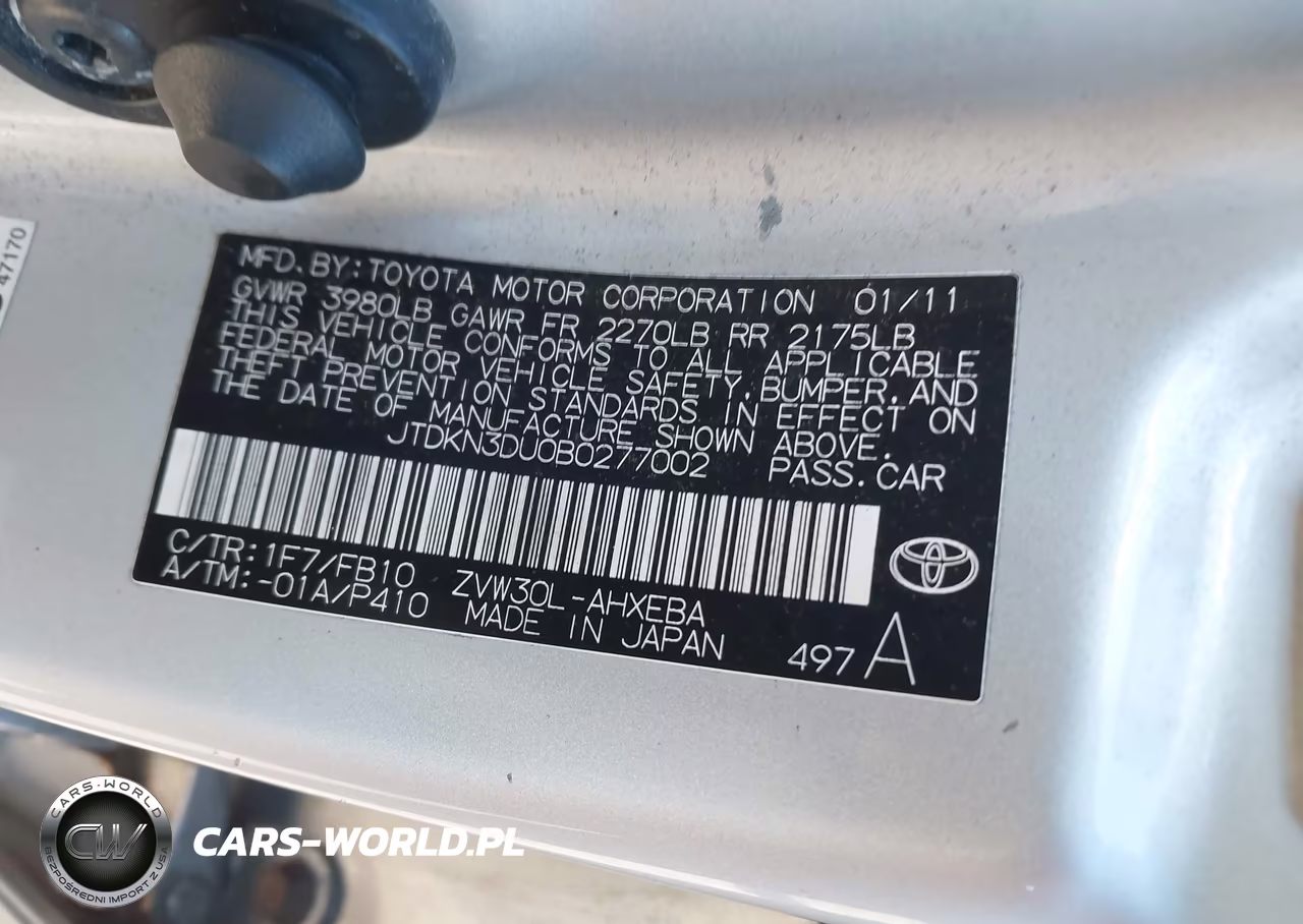 2011 Toyota Prius Two VIN:JTDKN3DU0B0277002 - 9